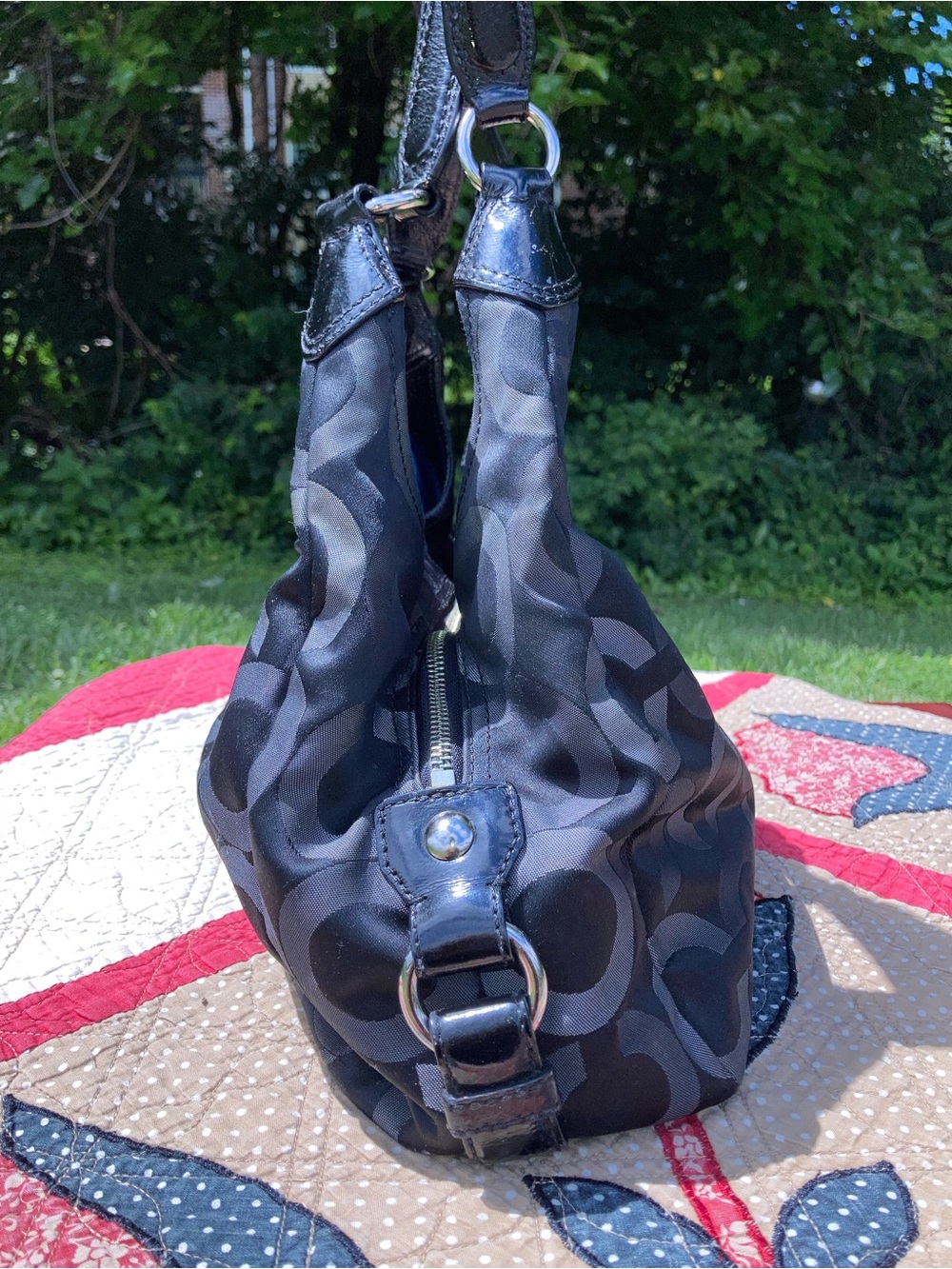 Coach Black & Charcoal Signature Hobo Bag - Picture 4 of 12